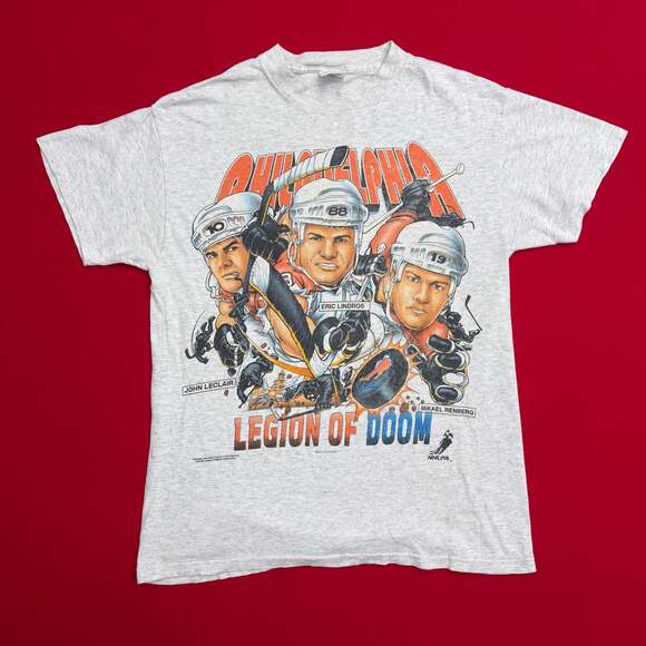 Vintage 90s Single stitch Philadelphia Flyers Caricature T-Shirt size Medium